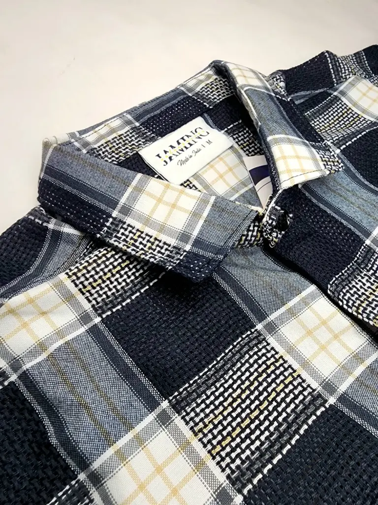 Men's Dark Blue and White Full Sleeves Picano Checks Shirt