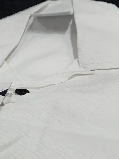 Men’s White Cuban Collar Loose Fit Shirt