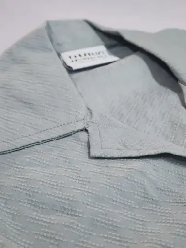 Men's Blue Cuban Collar Loose Fit Half Sleeves Shirt